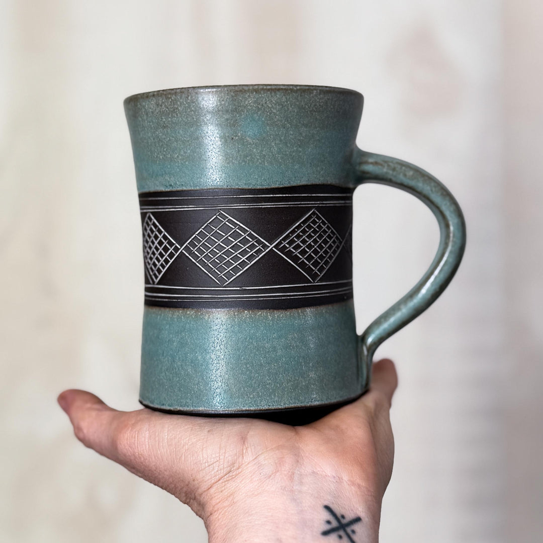 Large ceramic café-style coffee mug