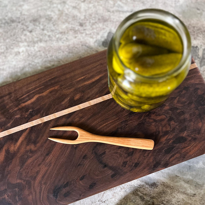 Hand-Carved Cherry Wood Pickle Fork