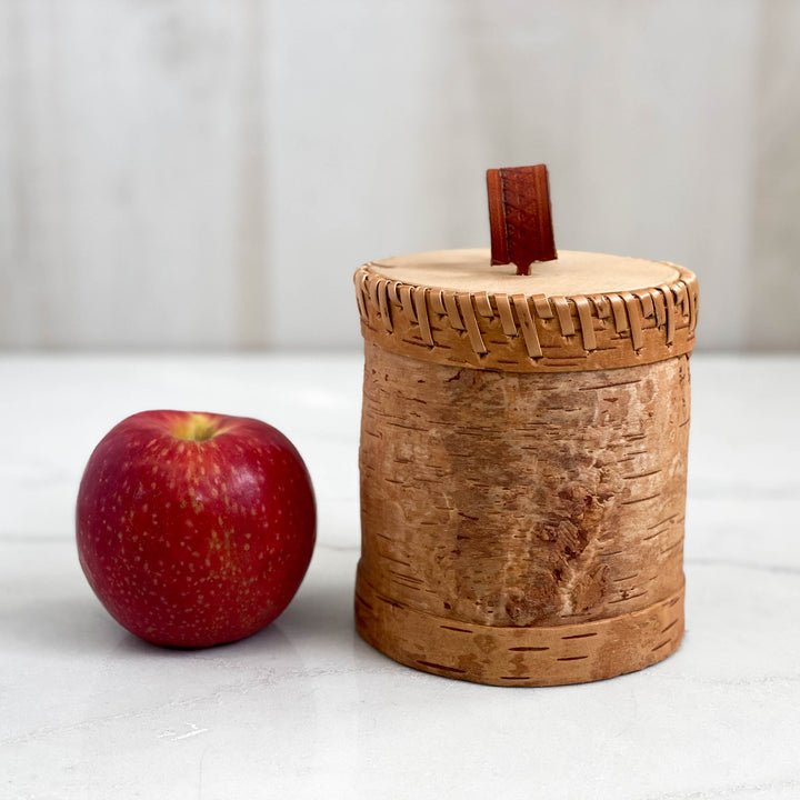 Medium Cylindrical Artisan Birchbark Box, 5 inch