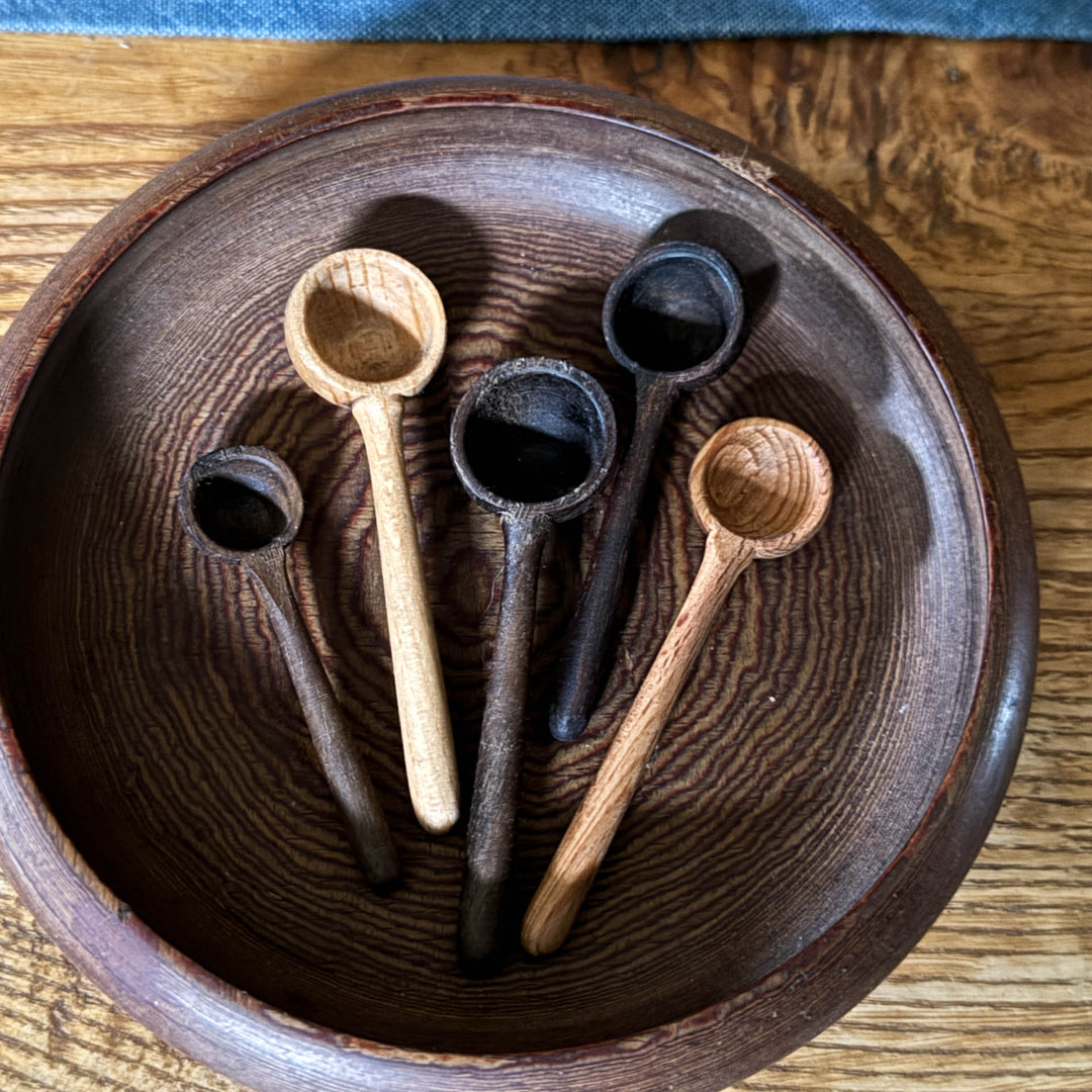 Hand carved wooden spoons and bowl