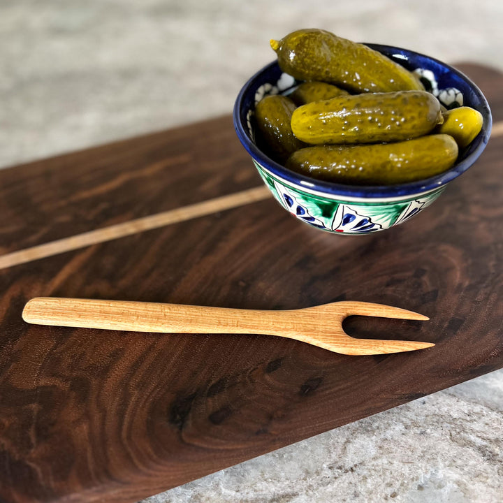 Hand-Carved Apple Wood Pickle Fork