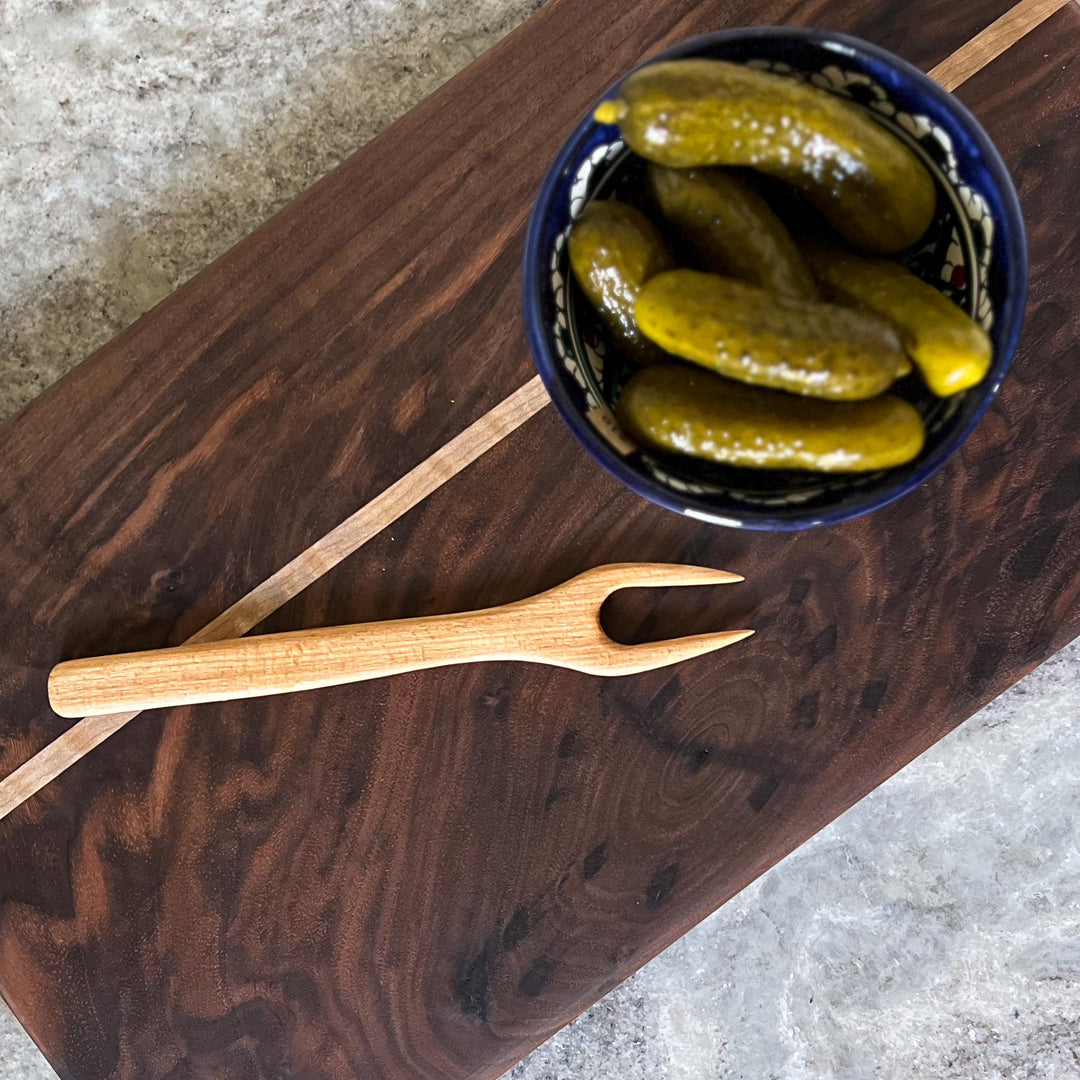 Hand-Carved Apple Wood Pickle Fork