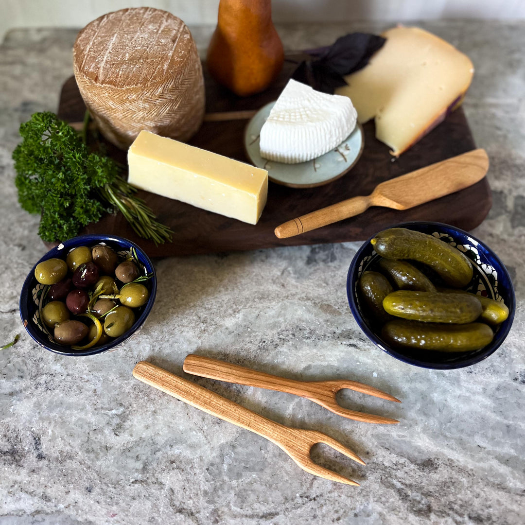 Hand-Carved Apple Wood Pickle Fork