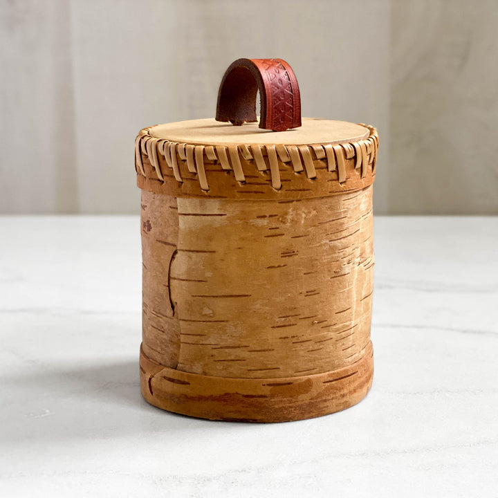 Medium Cylindrical Artisan Birchbark Box, 5 inch