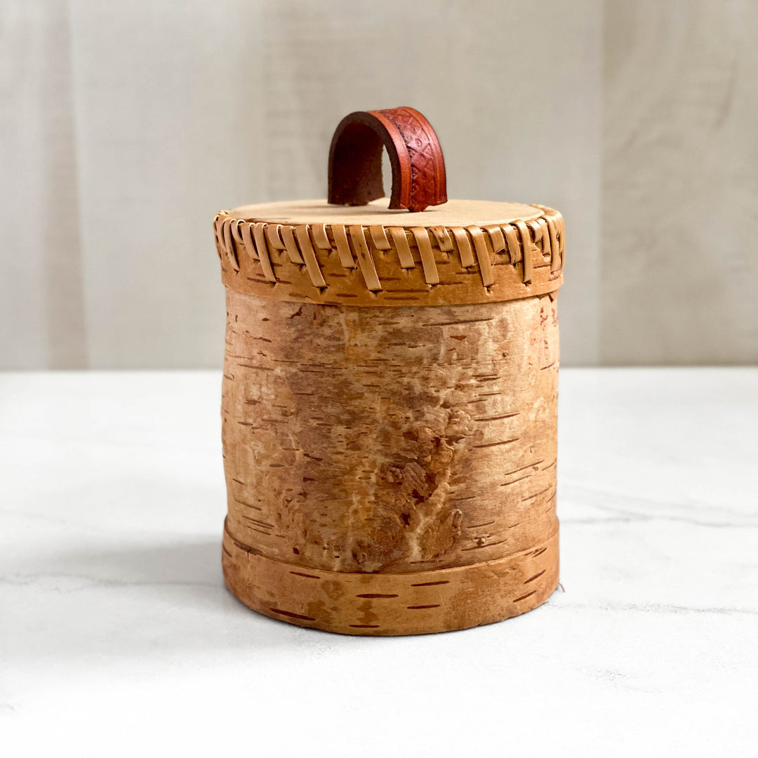 Medium Cylindrical Artisan Birchbark Box, 5 inch