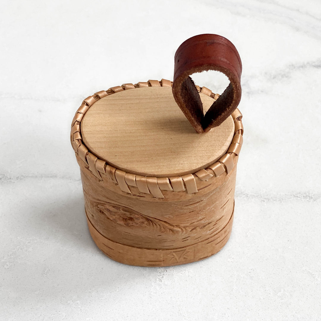 Tiny Oval Artisan Birchbark Box, 3 inch