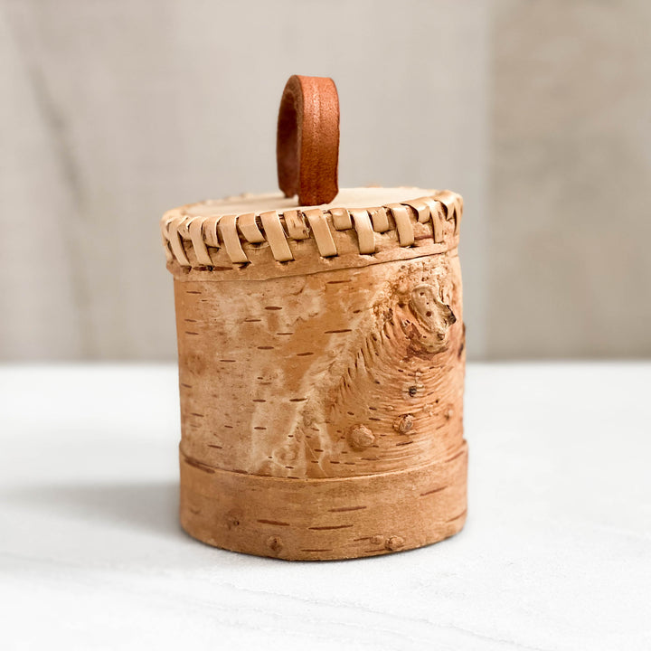 Extra Small Cylindrical Artisan Birchbark Box, 3 inch