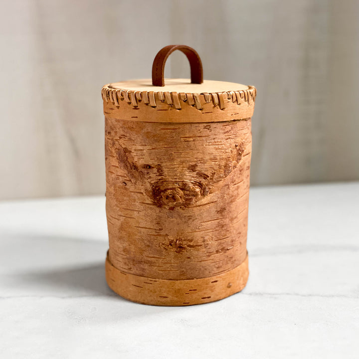 Large Cylindrical Artisan Birchbark Box, 6.5 inch