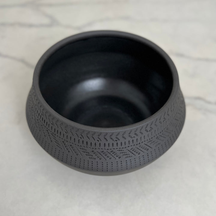 Small Woven Black Serving Bowl