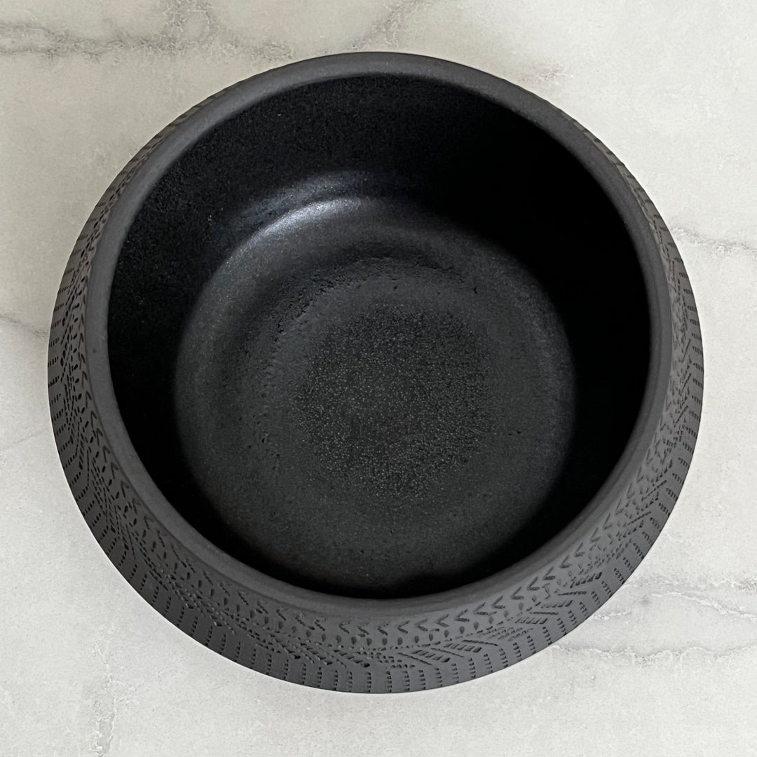 Small Woven Black Serving Bowl