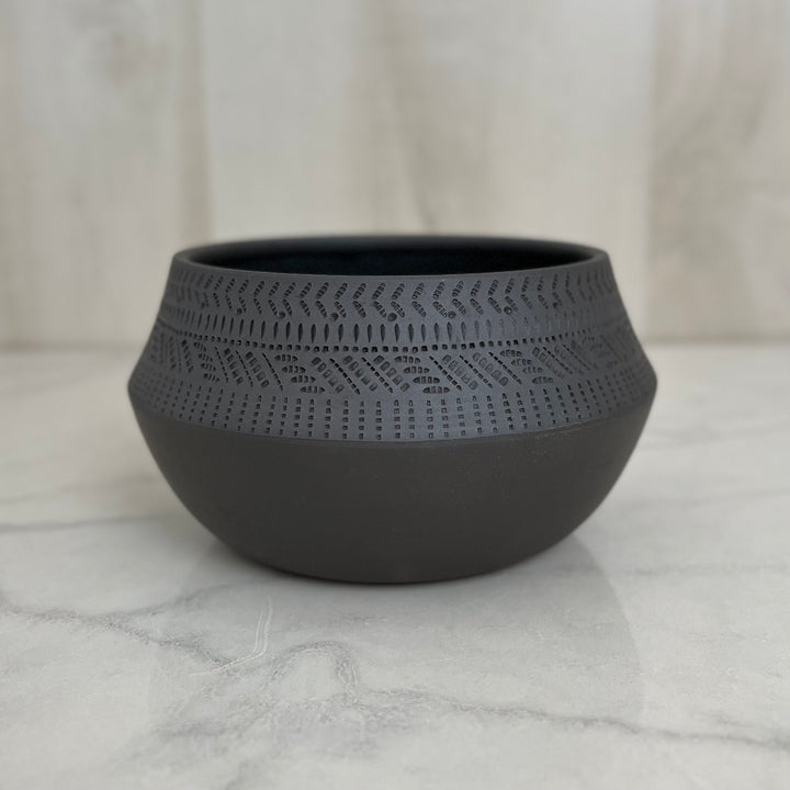 Small Woven Black Serving Bowl